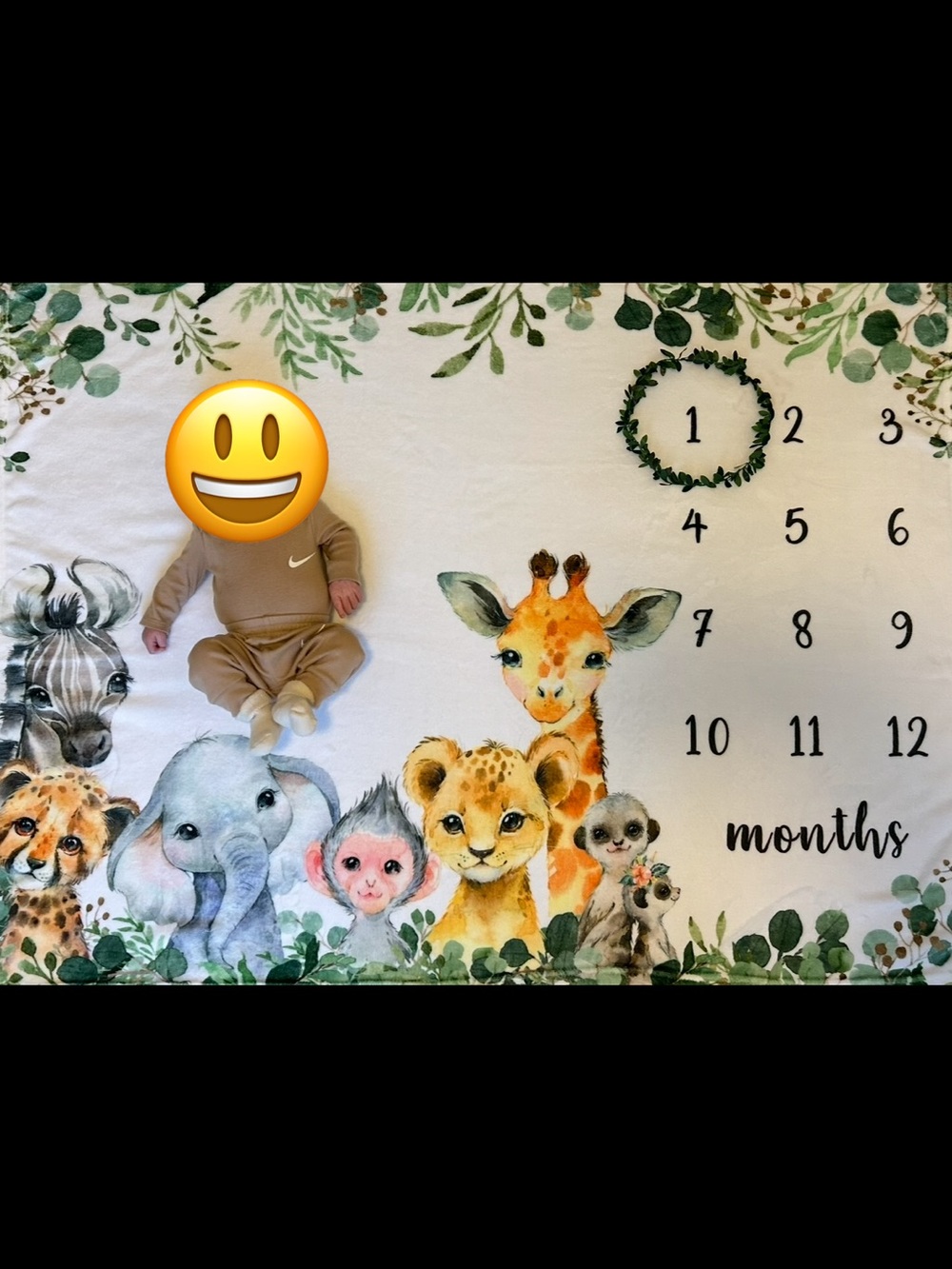 Baby Milestone Blanket with Safari Animals